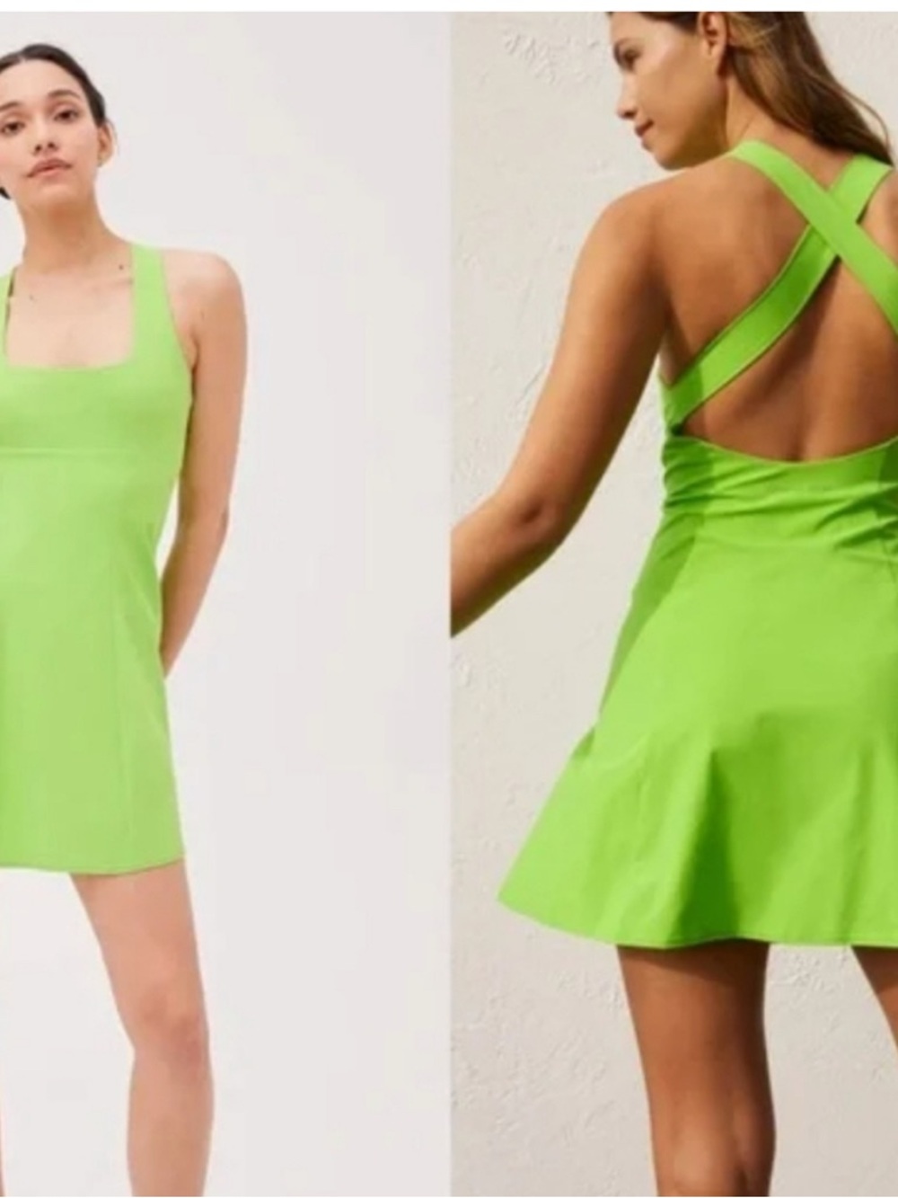 Outdoor Voices Neon Lime Cross-Back Tennis Dress